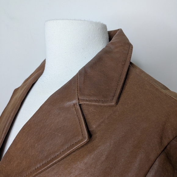 Fabric Life Leather Jacket Chestnut Brown Size S/M - Picture 10 of 15